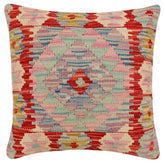 handmade Traditional Pillow Red Blue Hand-Woven SQUARE 100% WOOL Hand woven turkish pillow2' x 2'